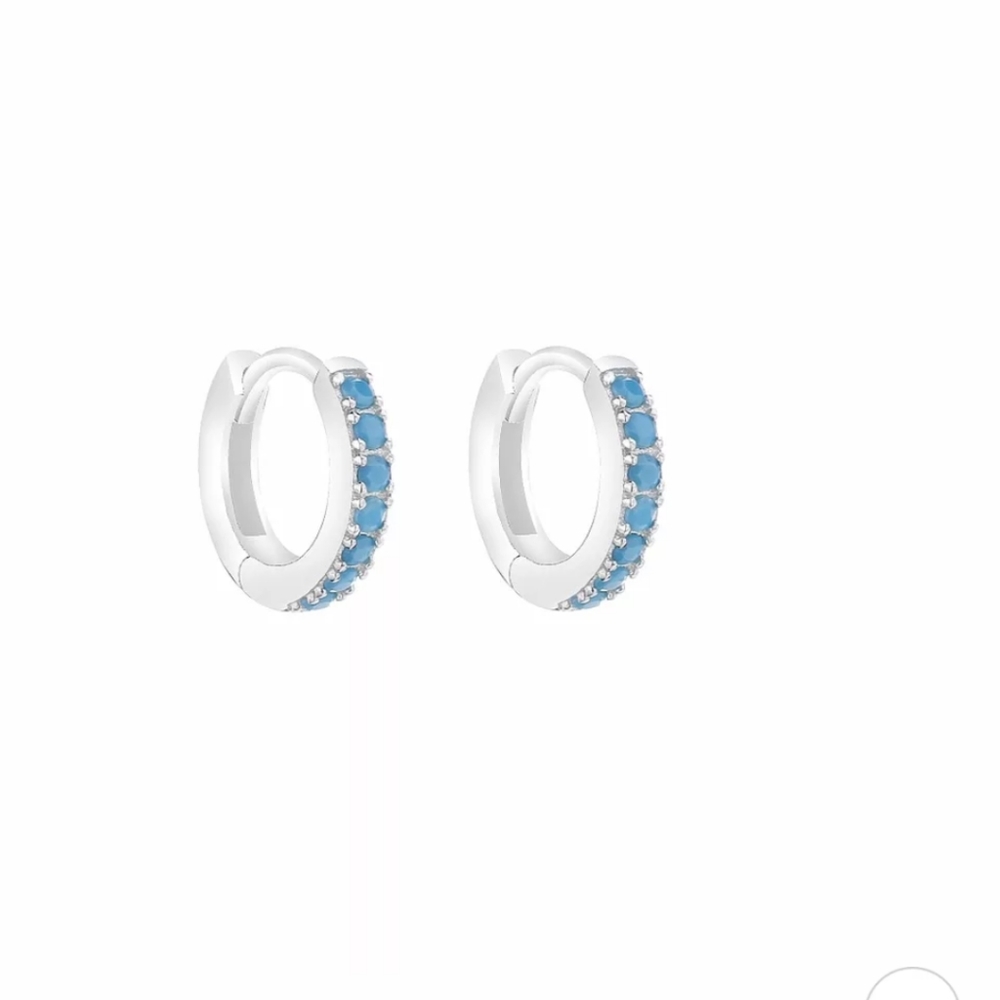 925 Sterling Silver Mini Eternity Hoop Earrings - Picture 5 of 12